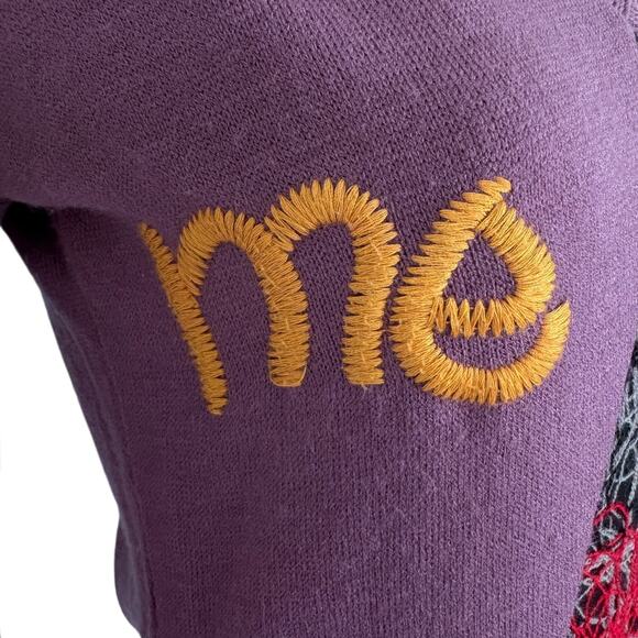 Y2K Euro Wool Blend Sweater Dress S/M Artsy Embroidered Graphic Patch Grunge - Picture 5 of 11